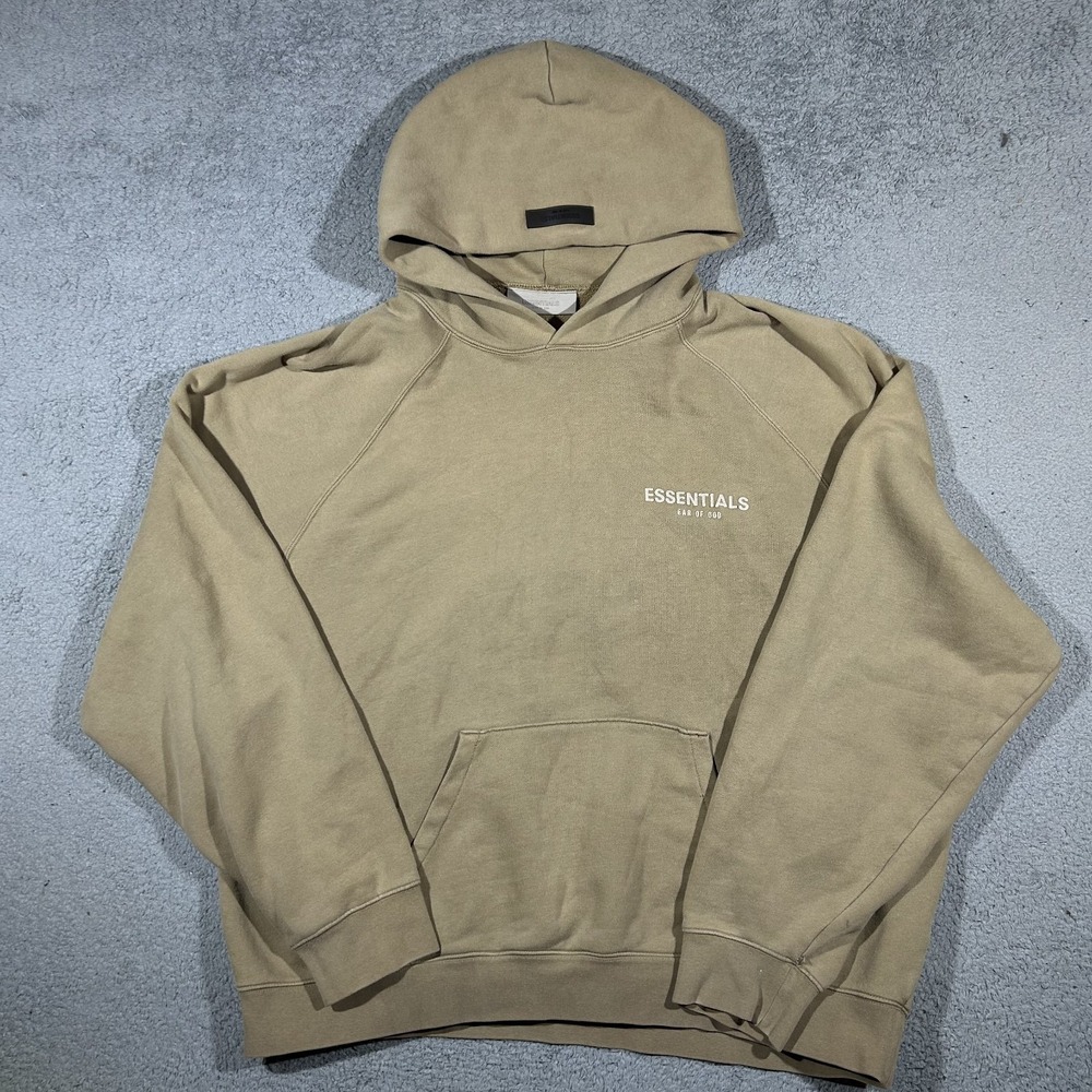 Authentic Fear Of God Hoodie Mens XXL Beige Tan Essentials Pullover Hoodie #2479